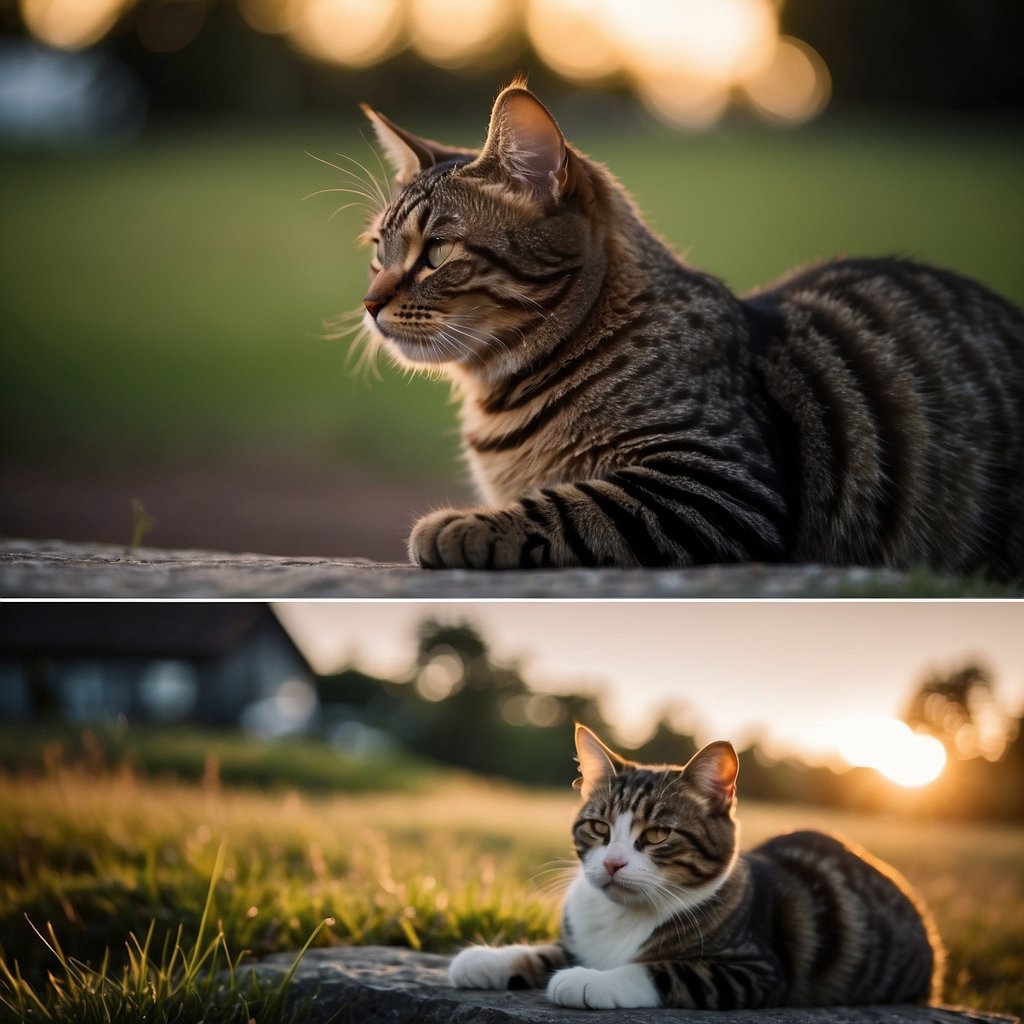 cats at dusk and dawn