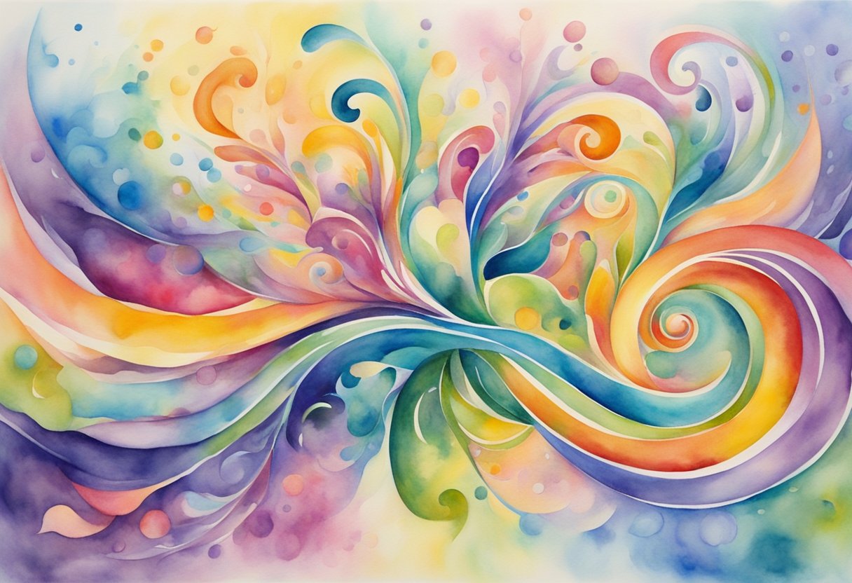 A digital watercolor of colorful swirls