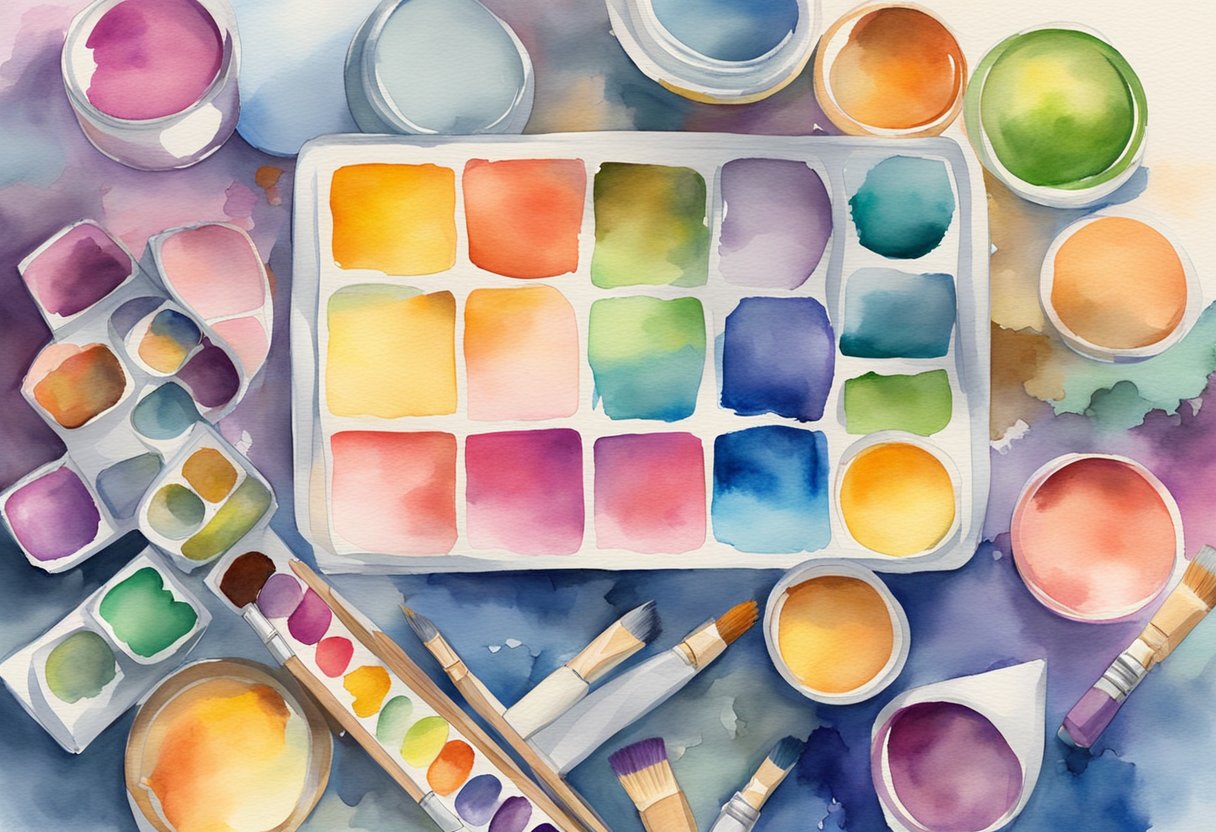 A digital watercolor of water color trays