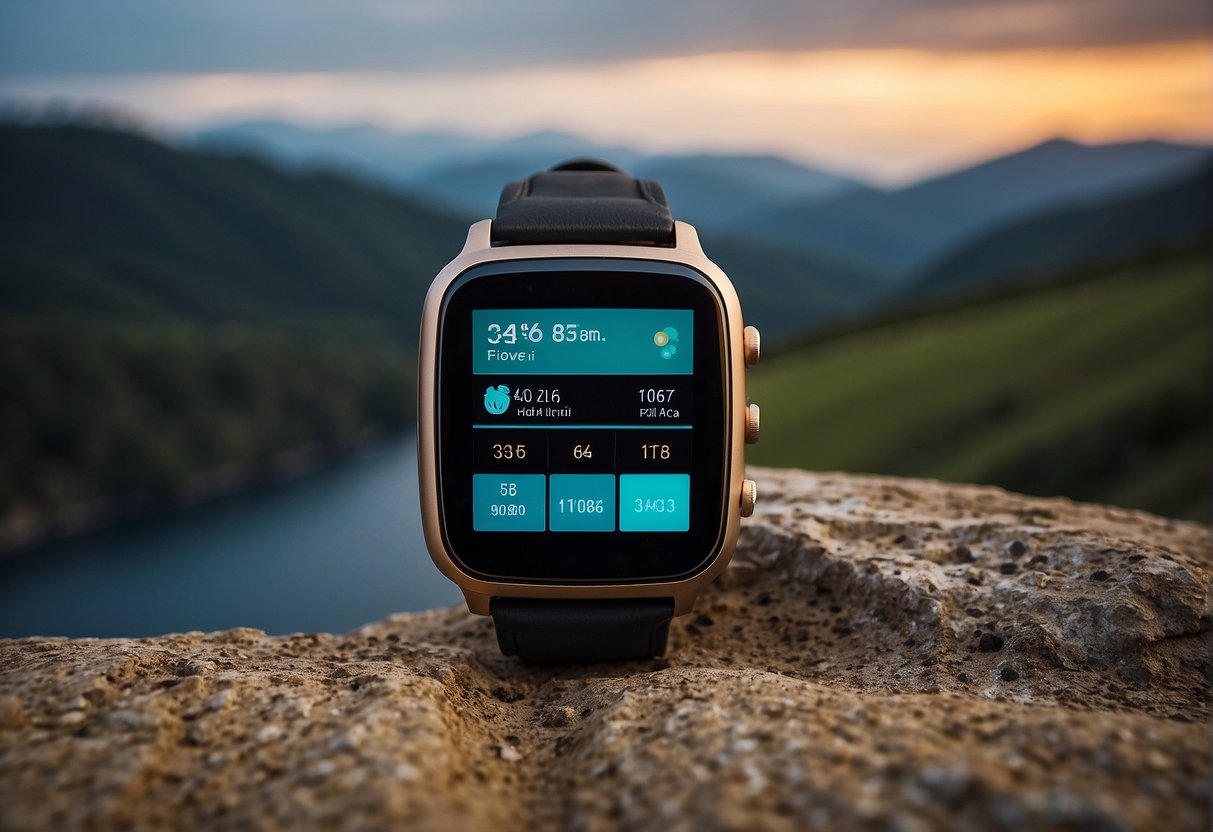 smartwatch on a rock with the nature background