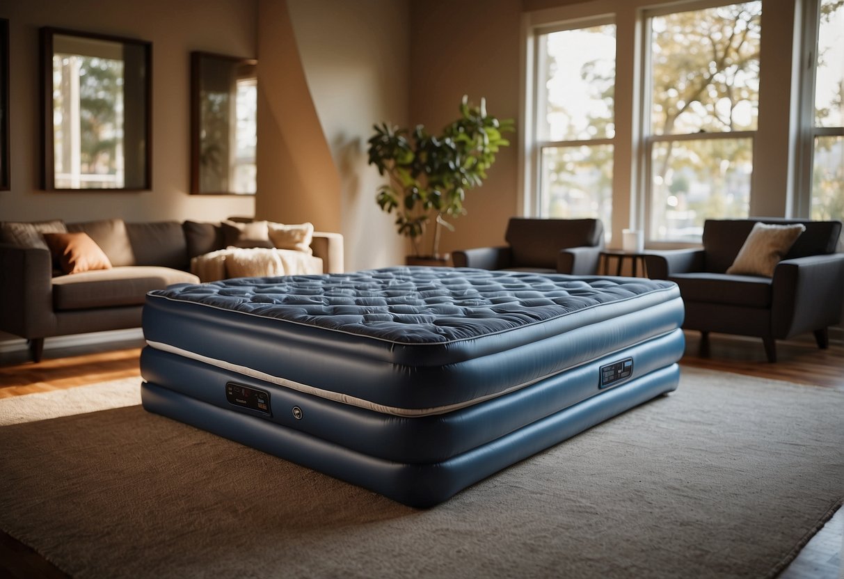 air mattress on a living room