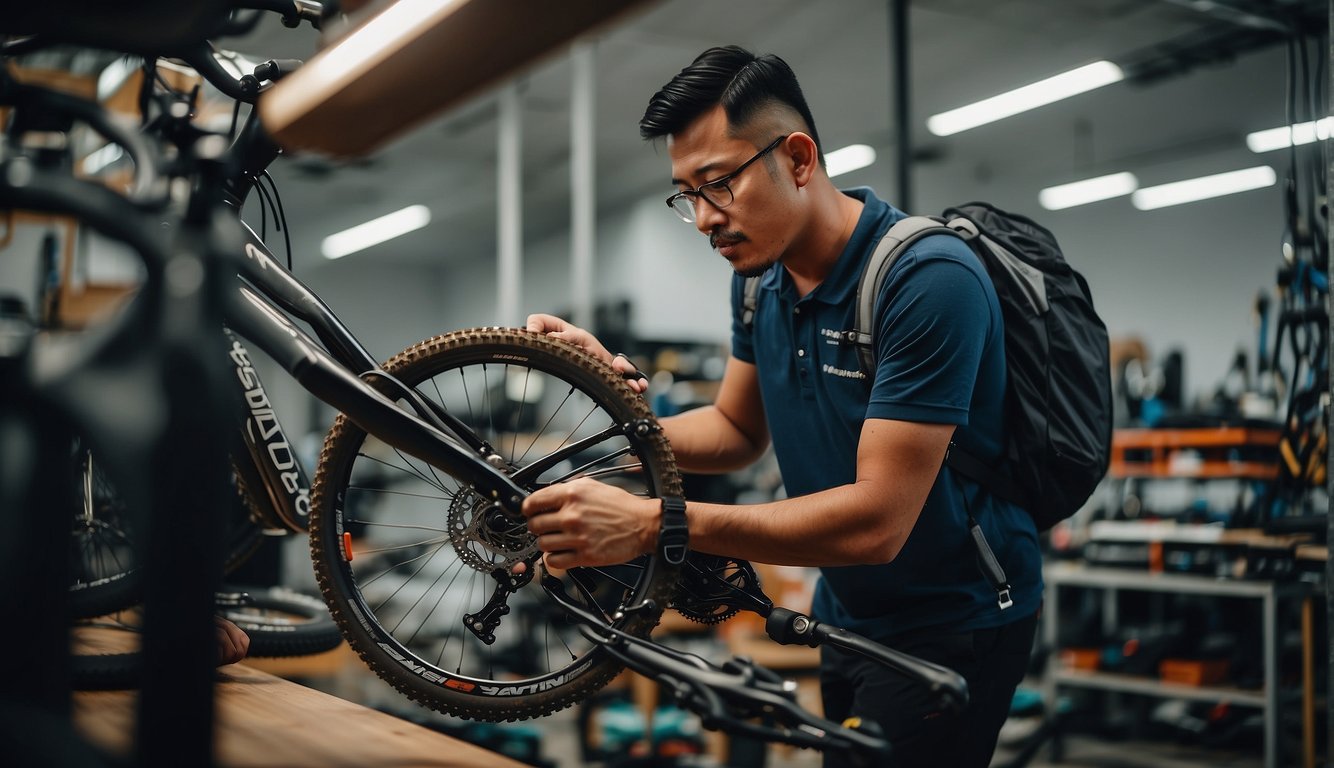 Servicing a mountain outlet bike