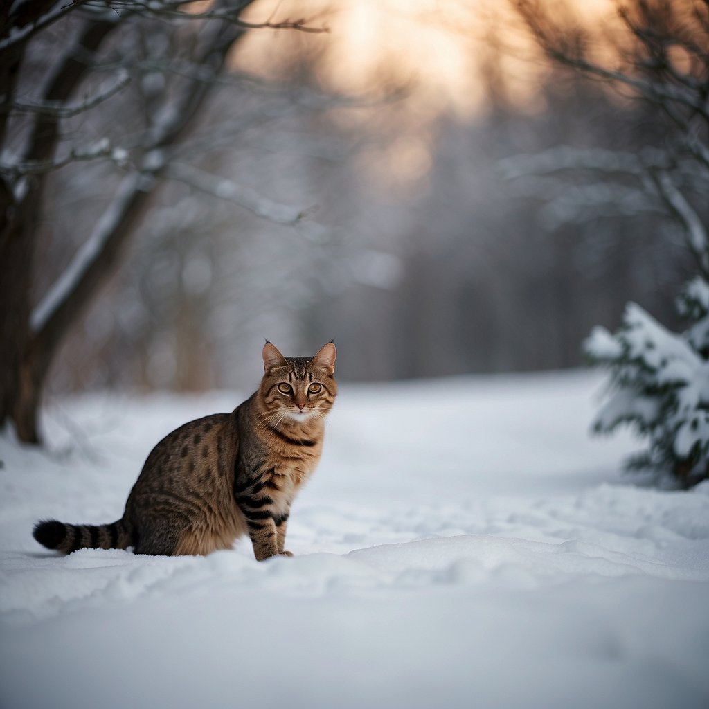 tabby in snow