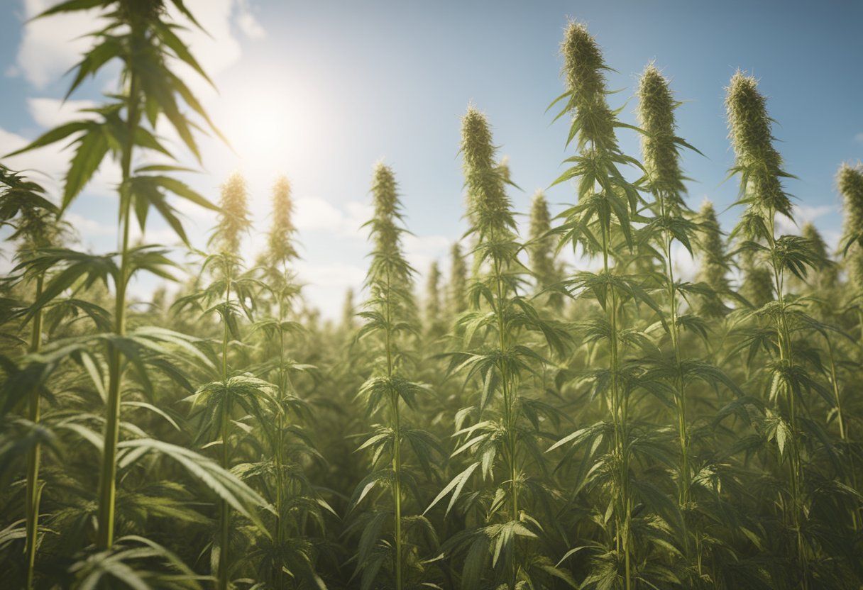 close up of cannabis plants in a field