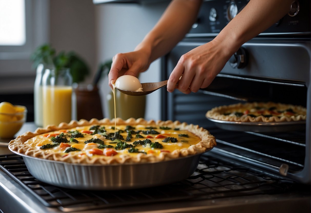 Vegetarian quiche out of the oven