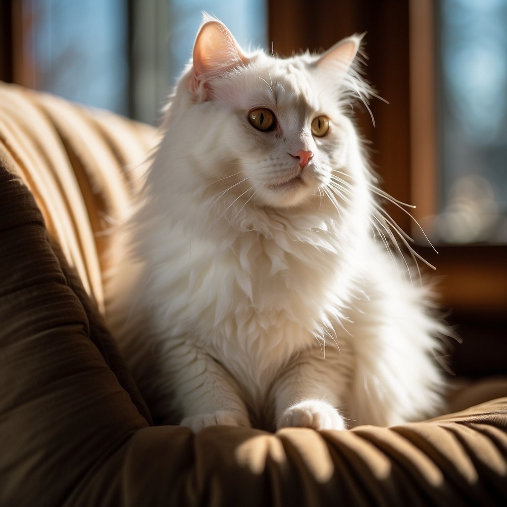 White cat with long hair