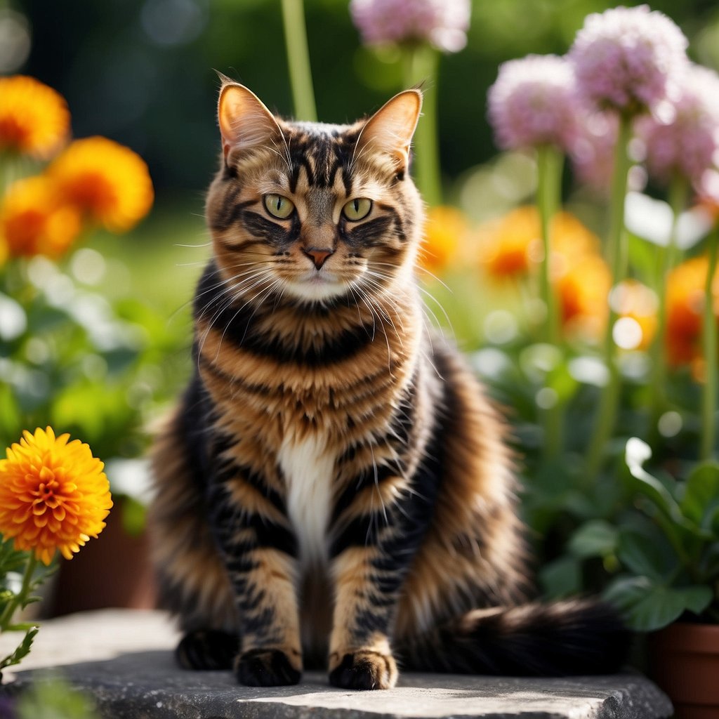 tortie in garden