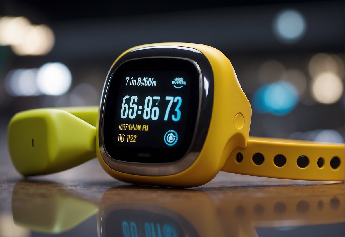 yellow fitness tracker on a table