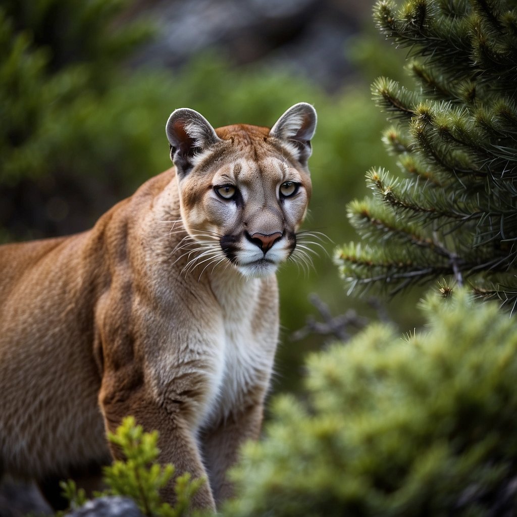 Mountain lion in forest