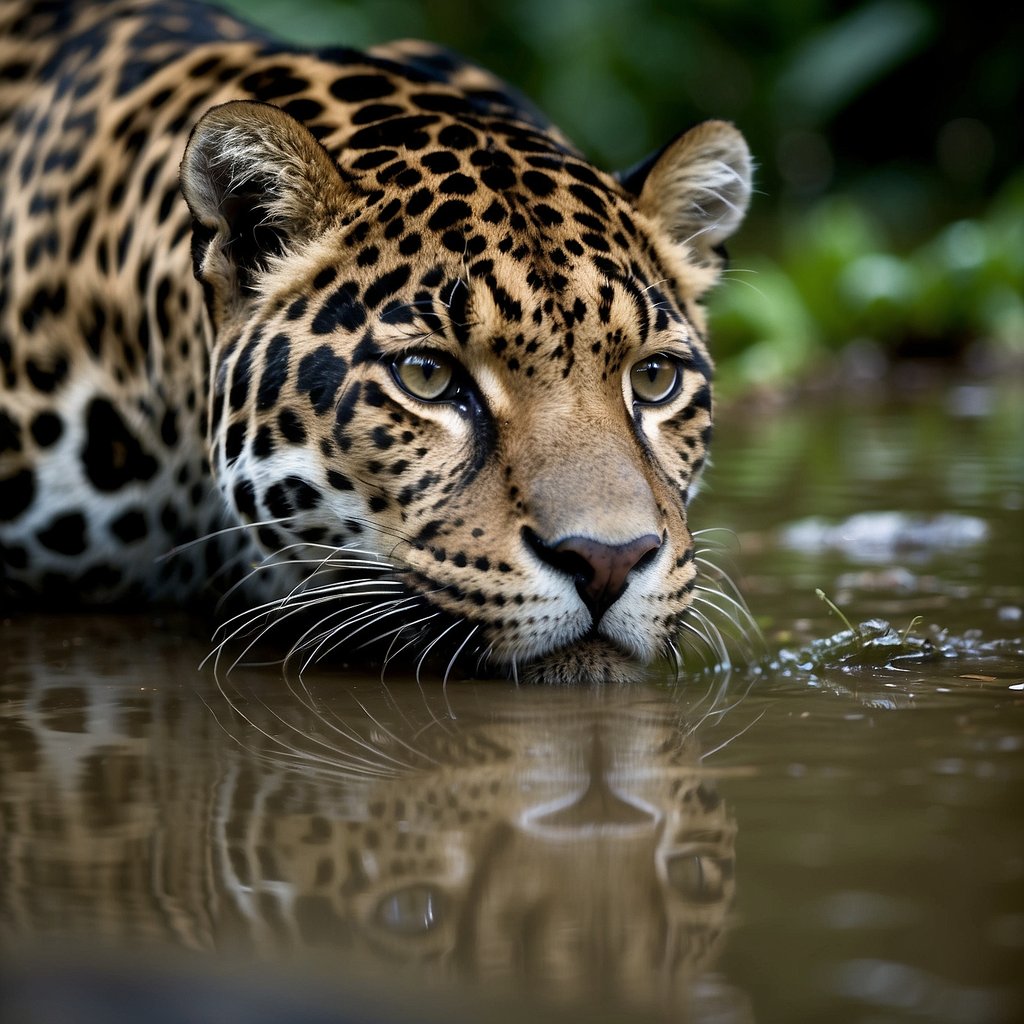 jaguar in water