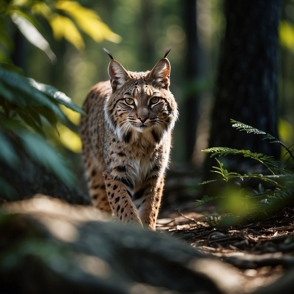 Lynx rufus in forest
