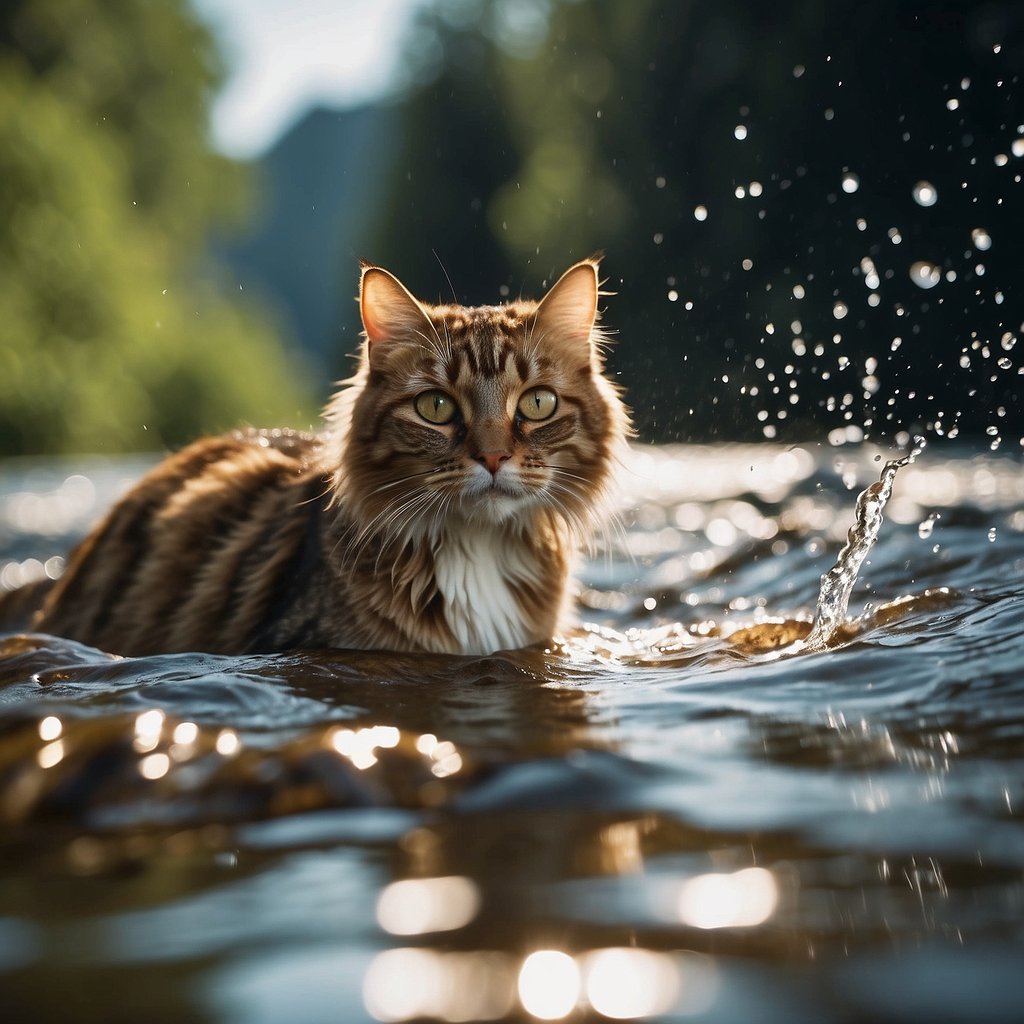 kitty in water