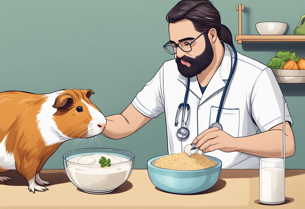 Illustration of Preparing Guinea Pig Snacks With Yogurt
