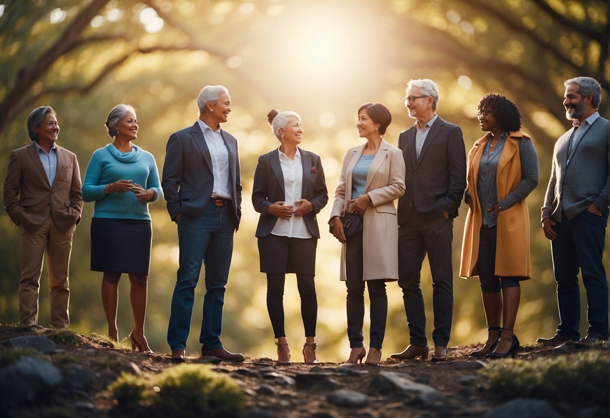 A photo of professional people lined up on a trail