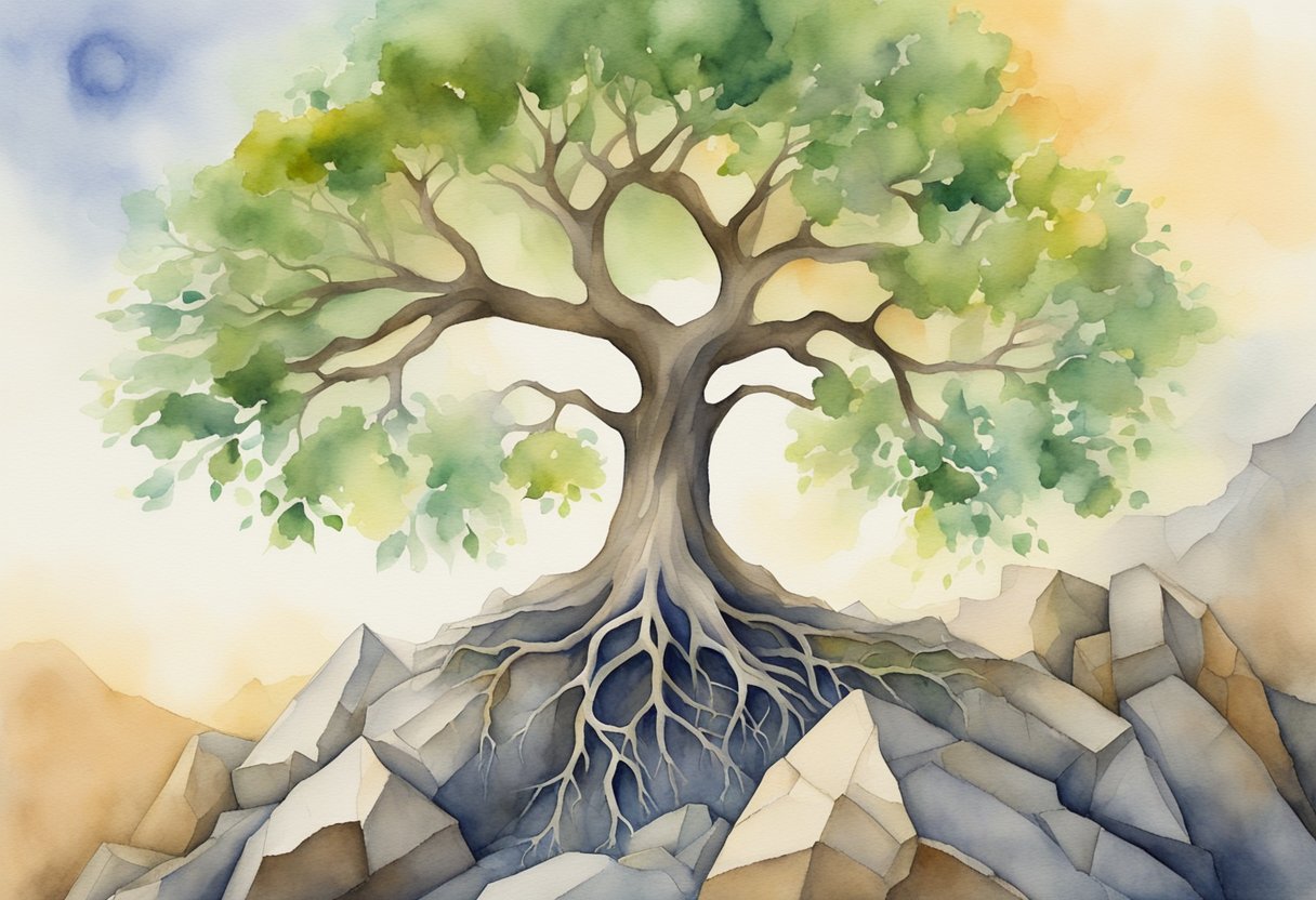 A digital watercolor of a tree of life