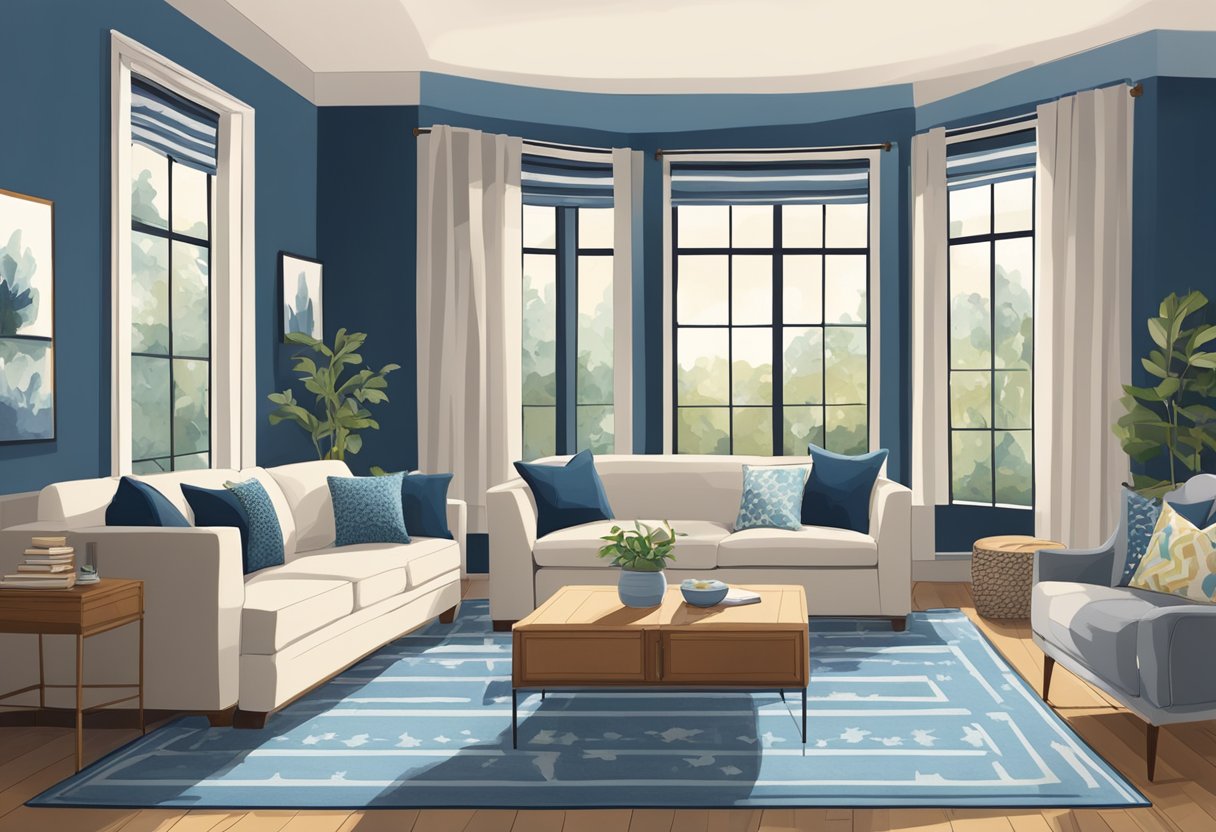 living-room-with-sofa-blue-cushions