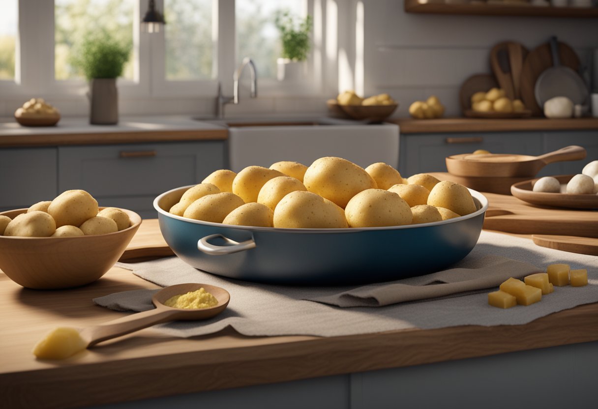 a pot of different potatoes