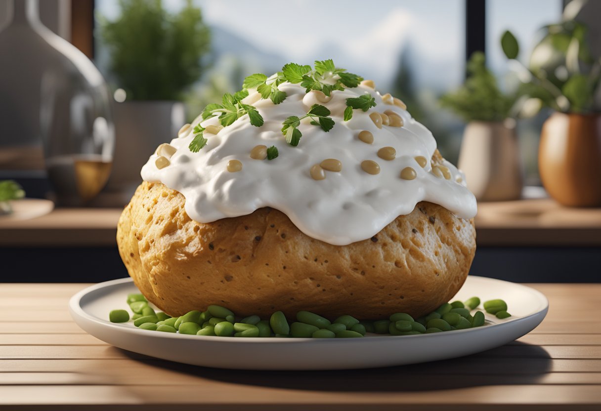 loaded jacket potato on a plate