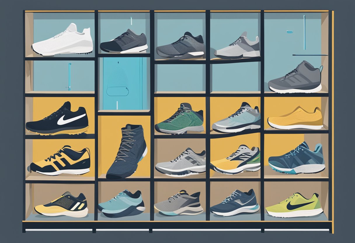 different types of athletic shoes on display