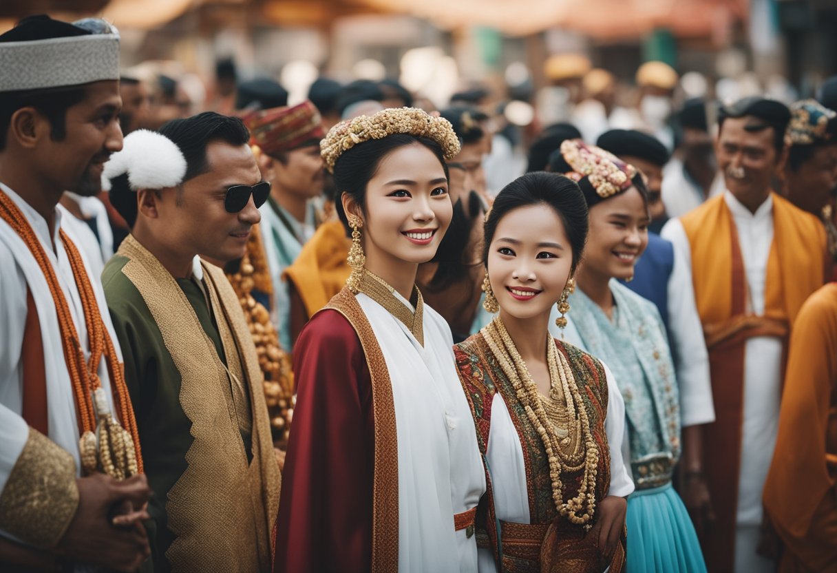 Japenese men and women in their traditional dresses showing their cuture.