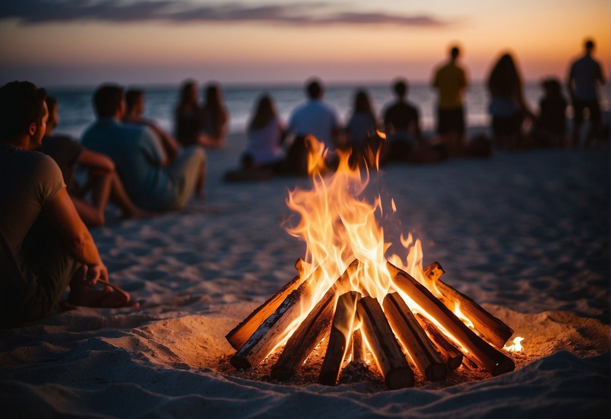 people having bonfire by the beach