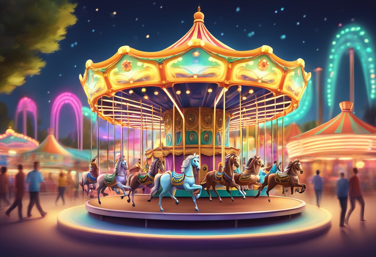 colorful carousel at an amusement park, carousel vs merry go round