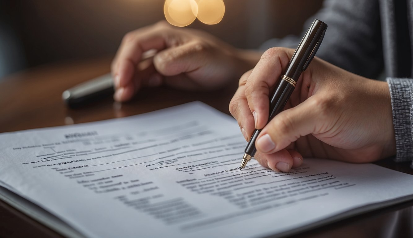 A hand holding a pen, signing a consent form with "Microblading Consent Form" at the top