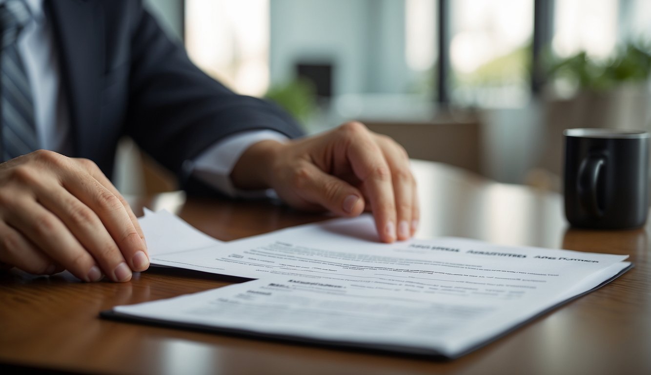 A hand reaches for a blank authorization form template on a desk