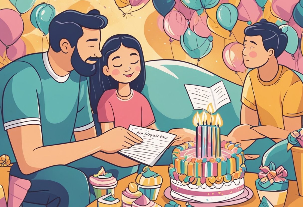 A proud parent admires a birthday card with heartfelt quotes for their daughter's 22nd birthday