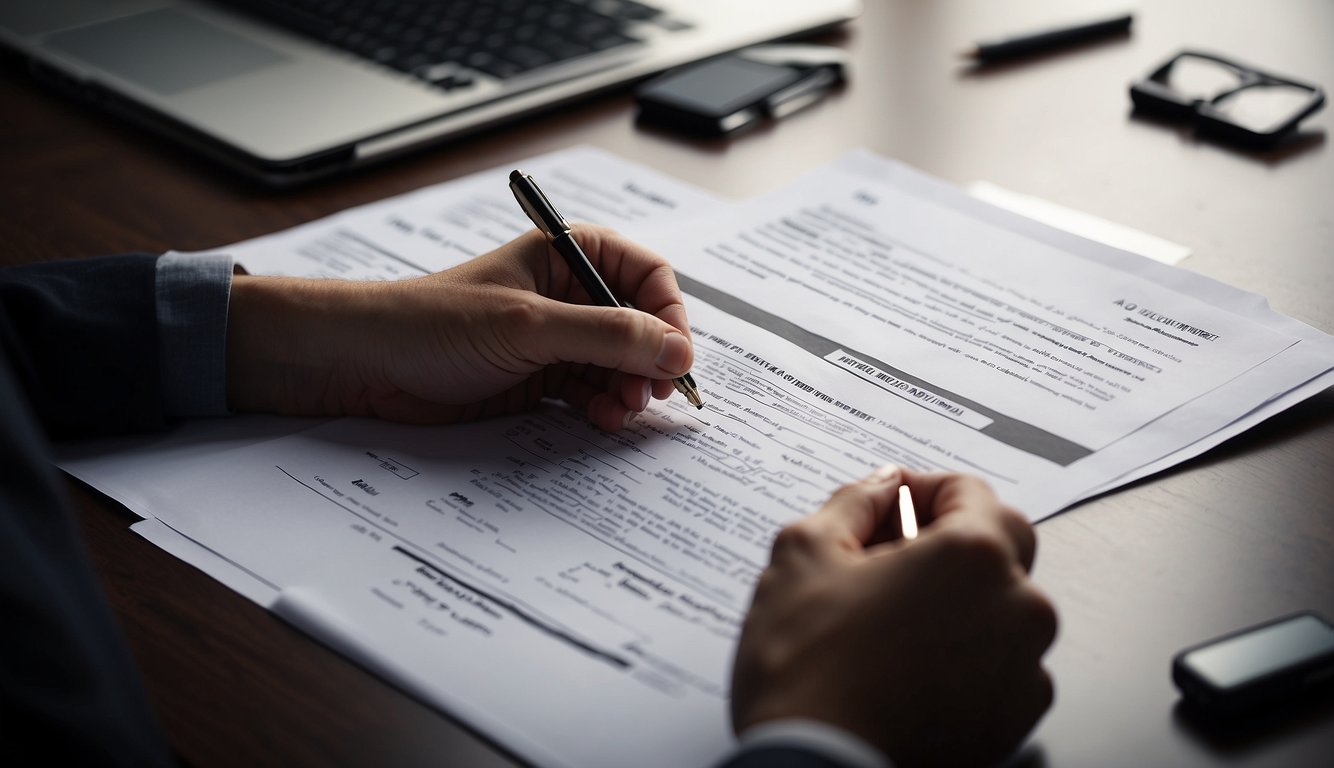 A hand holding a pen fills out an appraisal request form on a desk