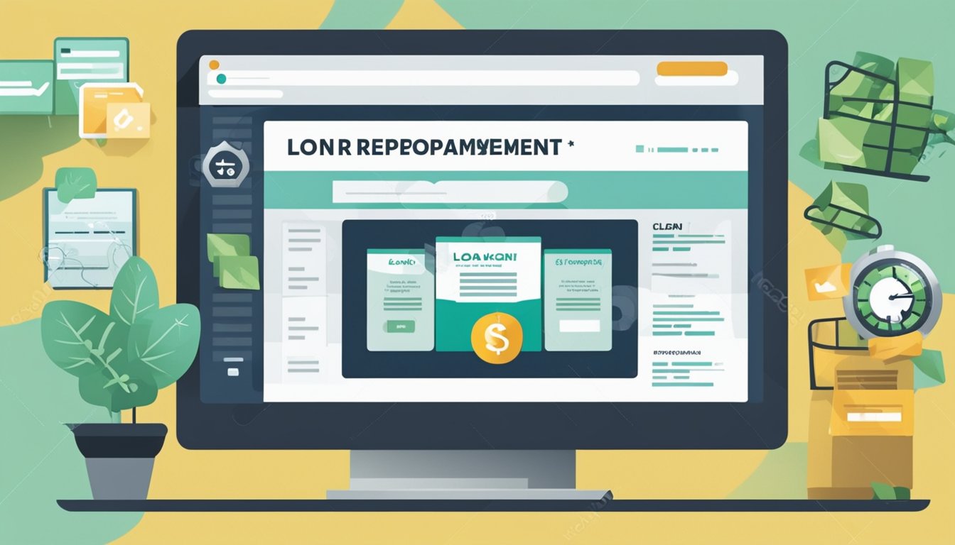 A computer screen displaying a website with the title "Loan Repayment and Management Accredit Moneylender: Licensed Online Money Lender in Singapore." The website features a clean and professional design with clear navigation options