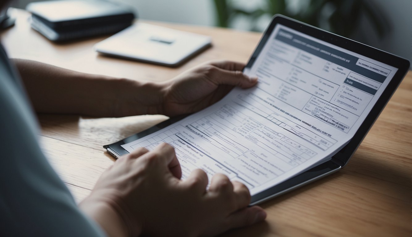 A person completing a survey with a checklist of qualification criteria