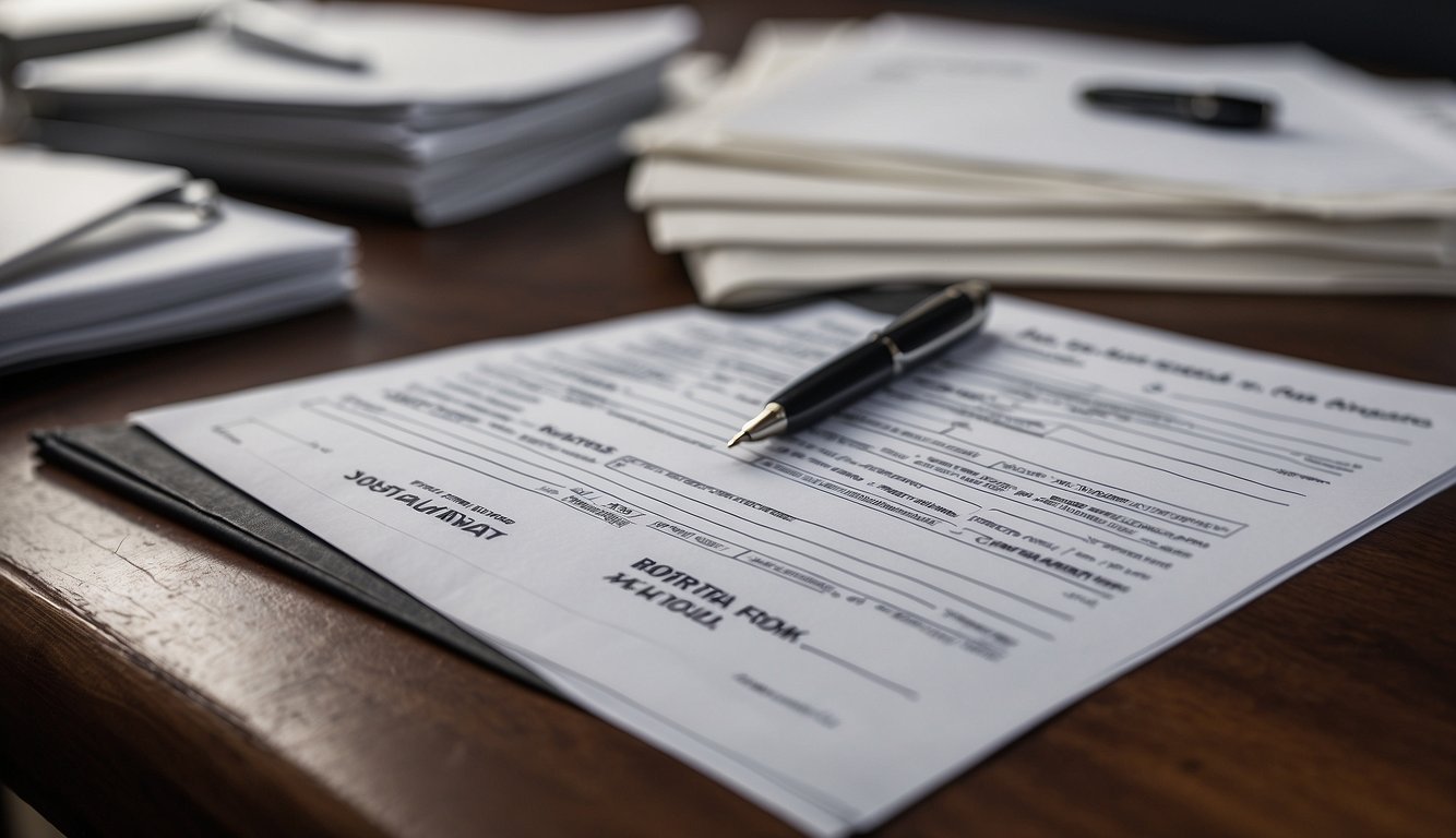 A stack of retreat registration forms sits on a table, waiting to be filled out. A pen lies next to the forms, ready for action