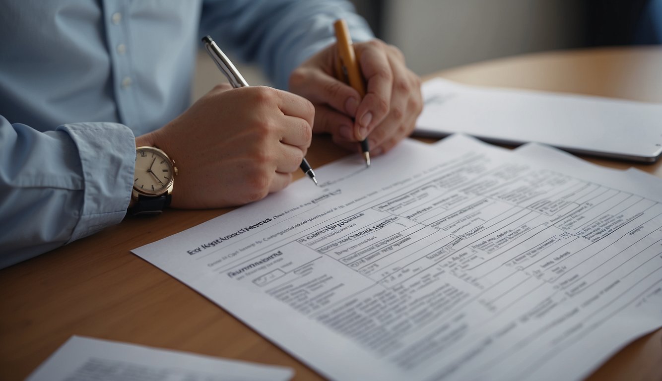 A student fills out a feedback form, circling and rating various aspects of their teacher's performance. The form includes sections for comments and suggestions