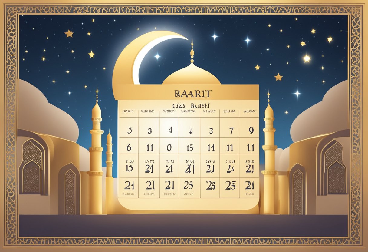 On Shab e Barat, a calendar for 2024 is displayed with glowing moon and stars, symbolizing the significance of the holy night