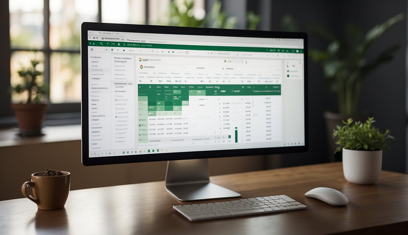 A computer screen shows Google Sheets open with a form creation interface. The cursor hovers over the "Add Question" button