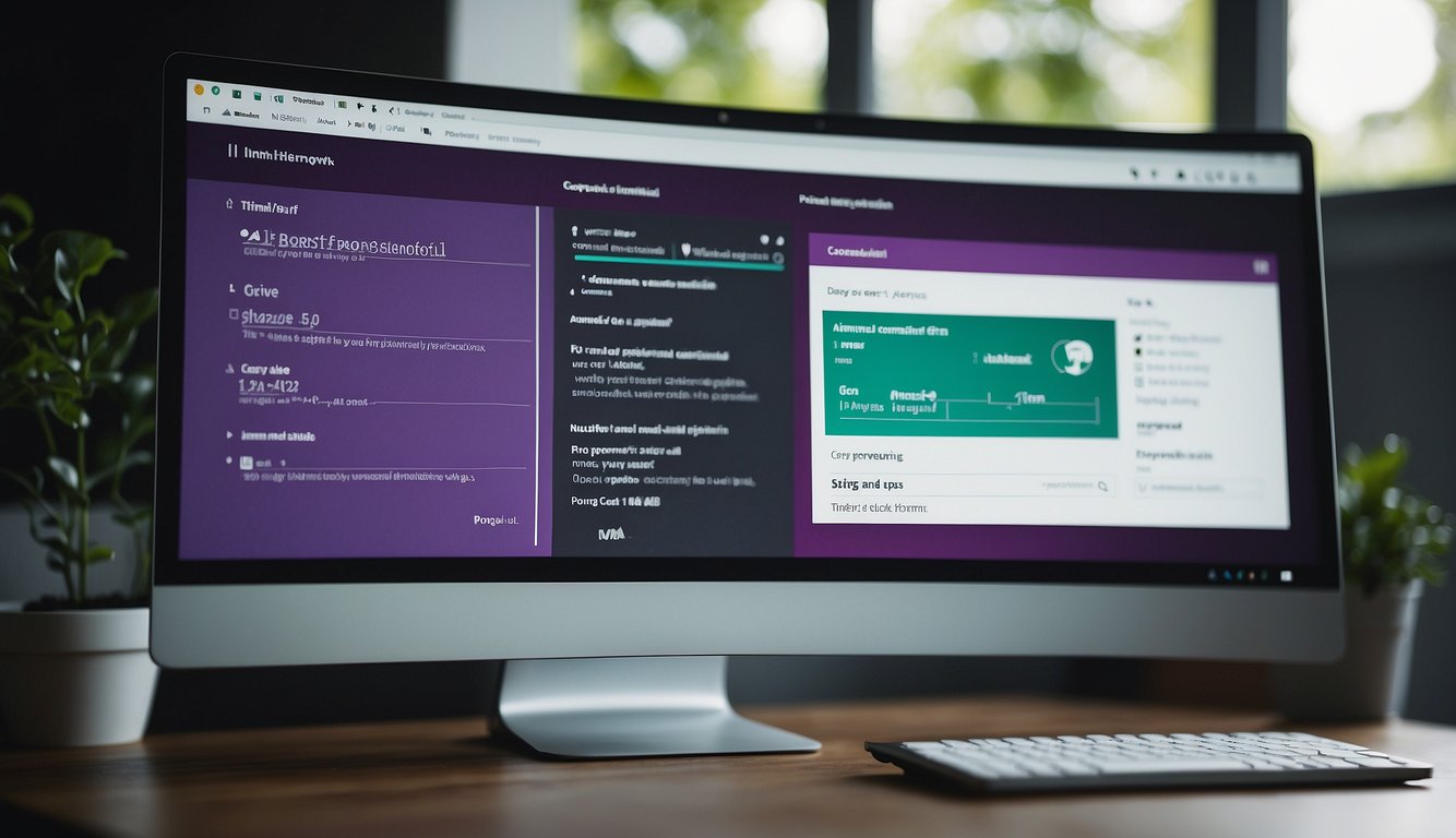 A computer screen displays Microsoft Forms and Slack icons connecting with a solid line