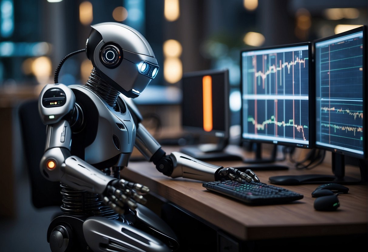 A gridbot trading robot monitors market risks, executing trades automatically. It displays real-time data and offers customizable settings for users to manage risks effectively