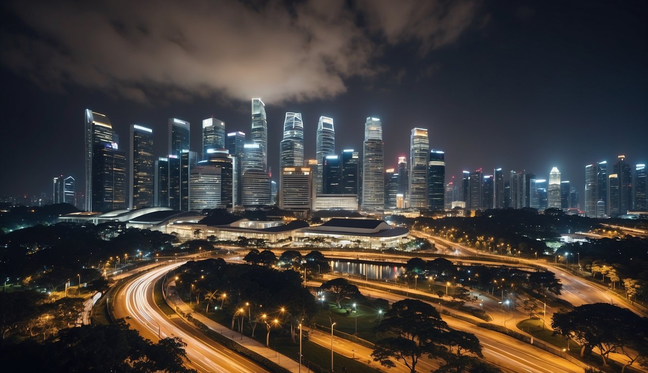 A bustling Singapore cityscape with prominent financial district buildings, showcasing the modern investment opportunities in SIP options