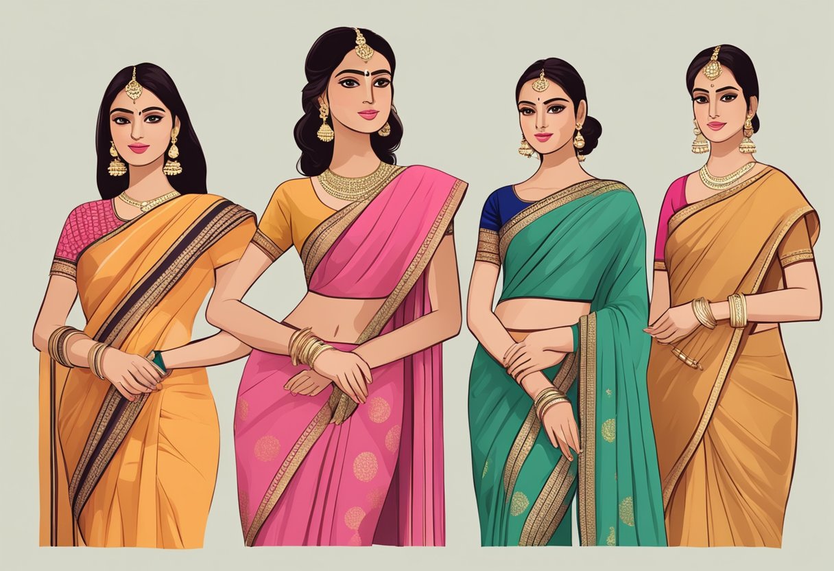 Five modern saree blouse designs displayed in a trending fashion