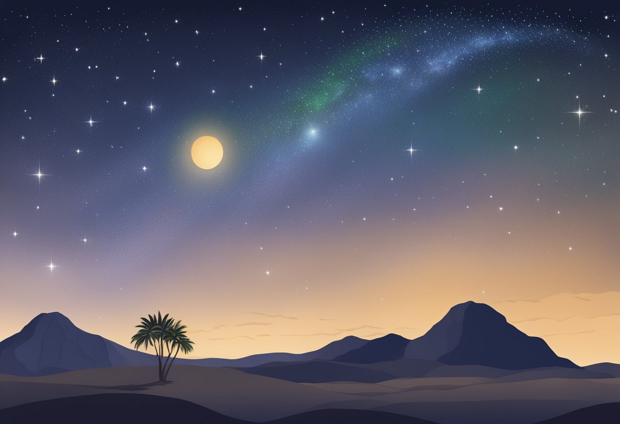 The night sky in Oman, with a calendar showing "Shab e Barat 2024" and a list of frequently asked questions about the event