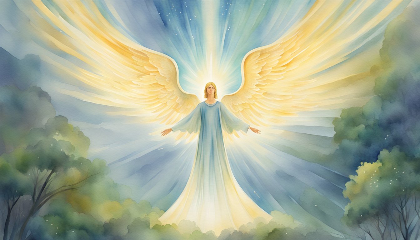 A glowing 447 appears above a serene angel.</p><p>Rays of light surround the number, creating a sense of divine guidance and protection