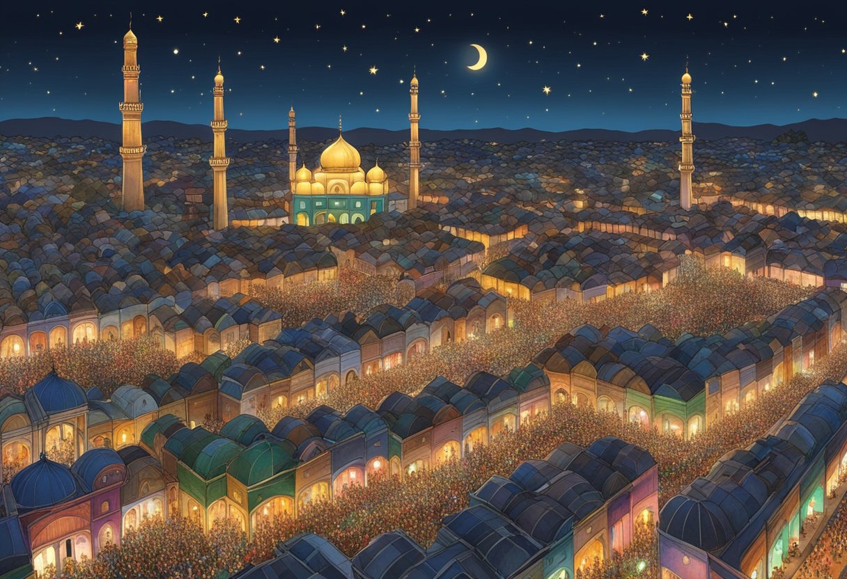 The night sky over Lahore glows with the light of countless candles and lanterns, as people gather to pray and seek forgiveness on the night of Shab e Barat