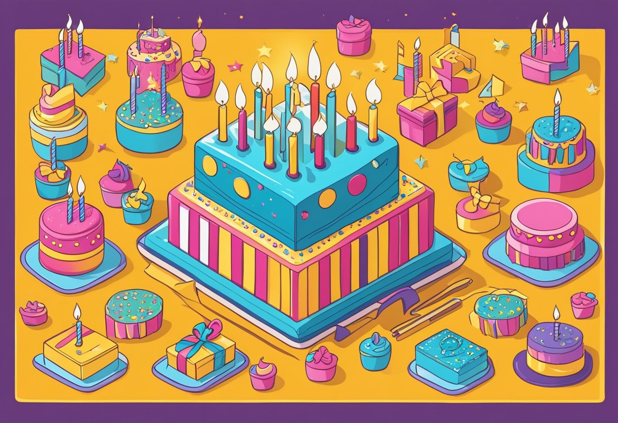 A colorful birthday cake with 18 candles, a proud parent's card, and a thoughtful gift for a son's 18th birthday celebration