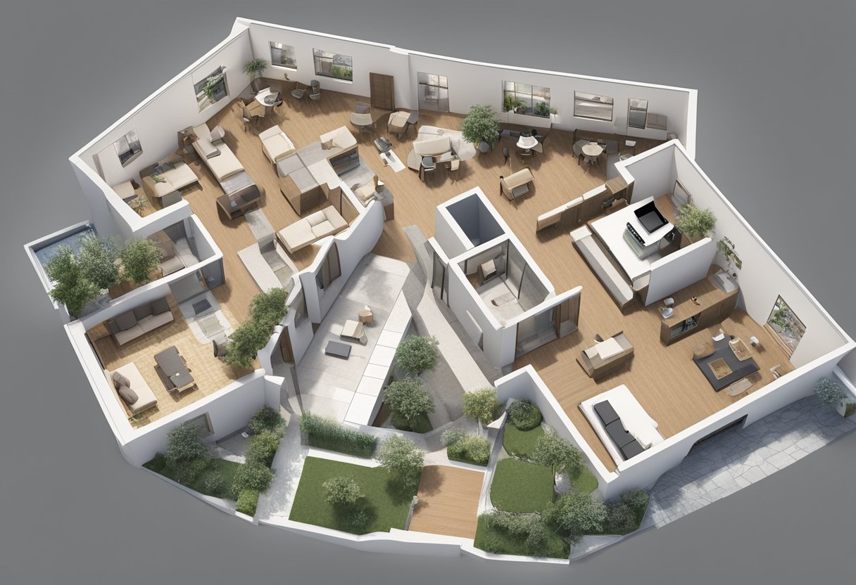 Aerial view of Clodia Lazise's floor plans being arranged