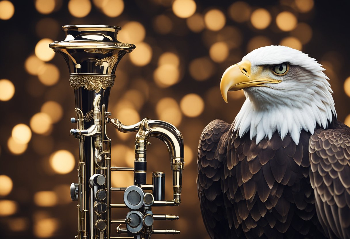 A clarinet and an eagle are featured in a FAQ illustration