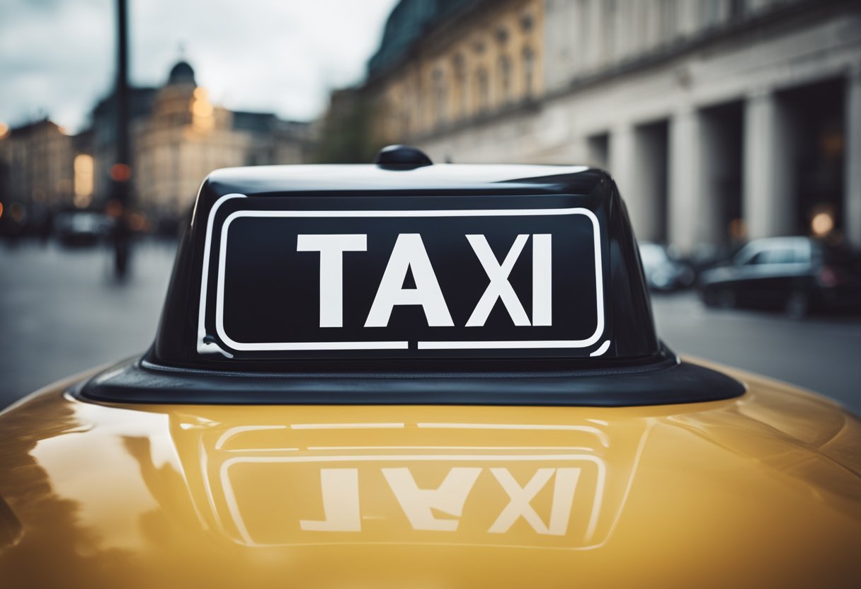 Ein Taxi, das in der Nähe des Berliner Verkehrsschildes geparkt ist und die Sicherheit der Reisenden gewährleistet