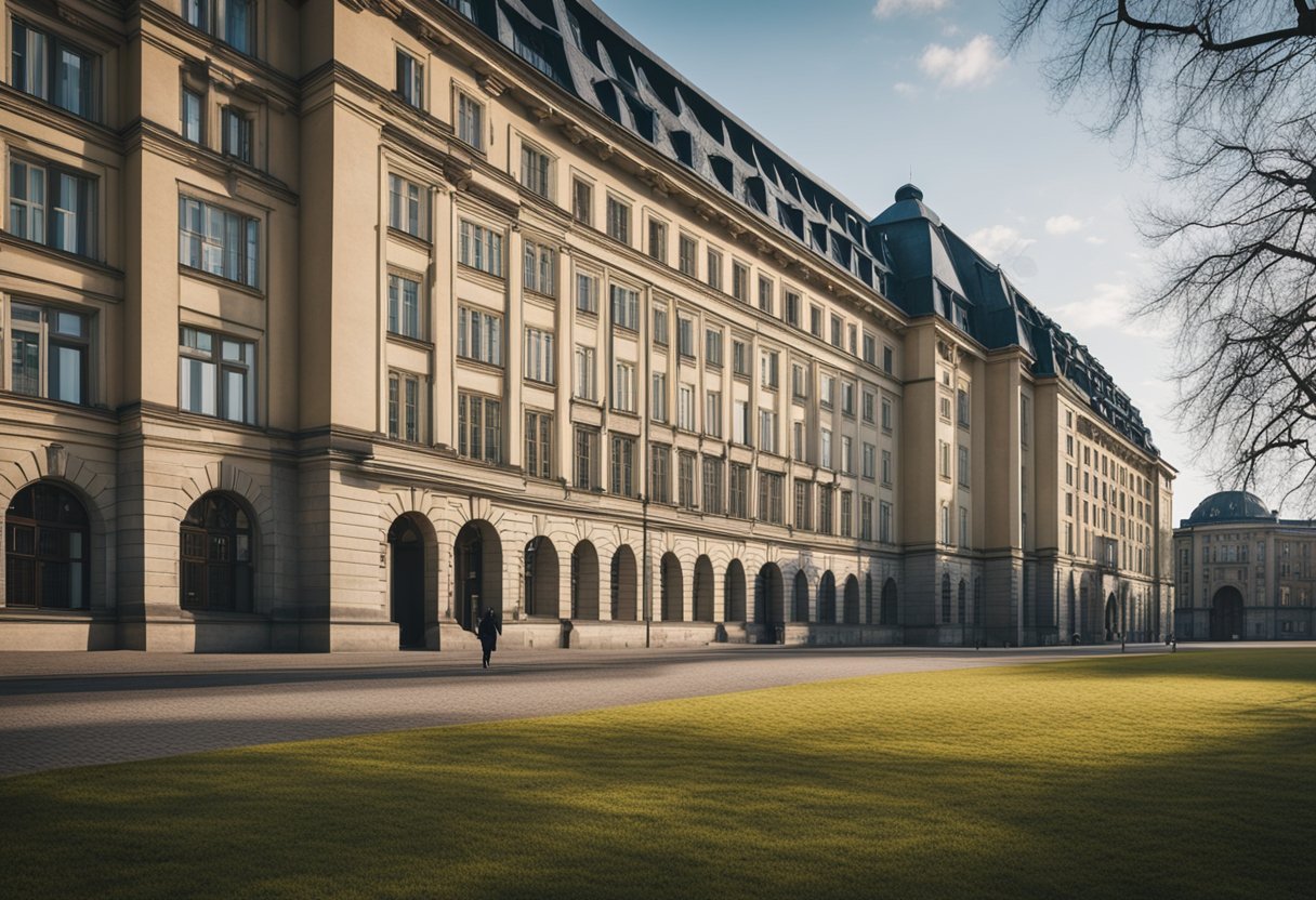 The McNair Barracks in Berlin, Germany, stood tall and imposing, with its distinct architectural features and historical significance evident in its design