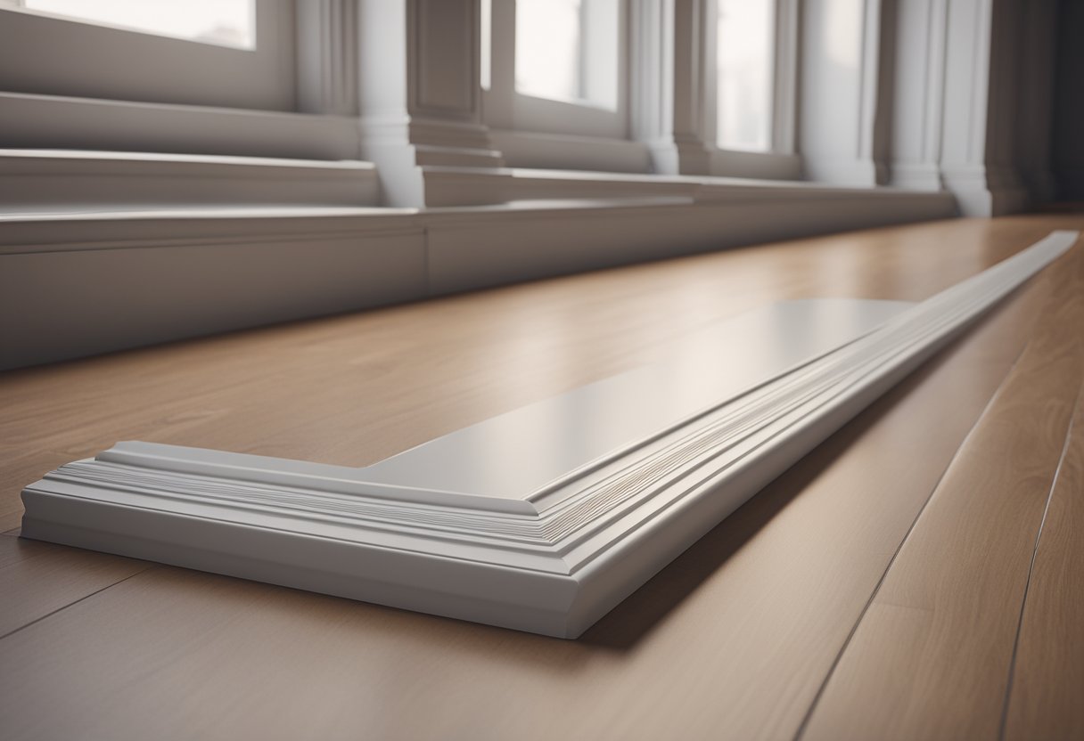 A hand holding a skirting board and a skirting board cover, comparing their features and benefits