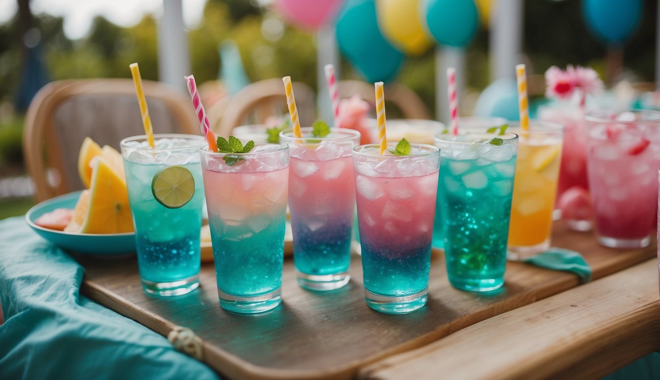 Refreshing drinks for little mermaids at a mermaid-themed children's birthday party